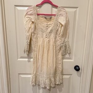 Desert Rose cream eyelet boho dress, medium